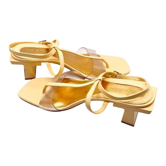 Tory Burch Leather T-Strap Lucite Strappy Yellow Heeled Sandals Size 9M - Picture 8 of 10